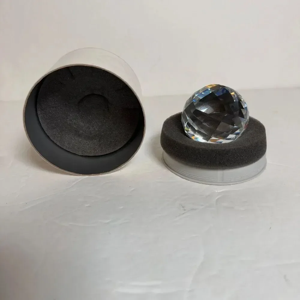 Swarovski SCS Crystal Paperweight Blue Swan Logo Faceted 2